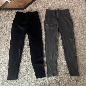 DOLETICS High-Waist Sculpting Cellulite Leggings. 2 pair: 1 Black and 1 Charcoal